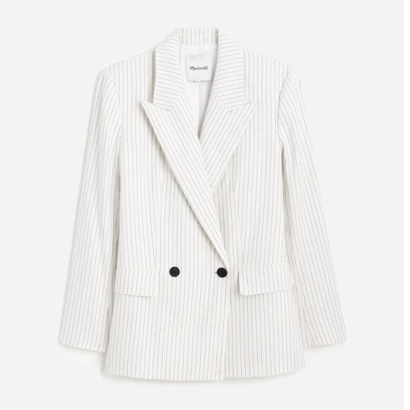 NWT! MADEWELL Relaxed Blazer in Pinstripe Linen Blend Size 6 - Picture 3 of 9